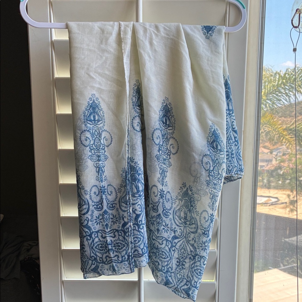 Blue and White Paisley Scarf